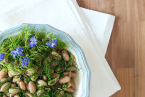 Salad: Borlotti bean salad with fennel green salad